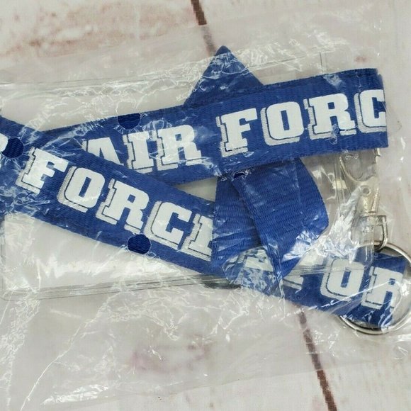 Blue White Airforce Dad Lanyard Army Airforce Key Chain Badge ID Holder - Picture 2 of 6